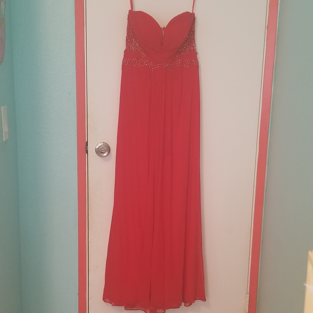 Red Strapless Gown